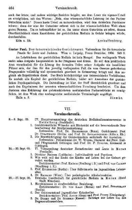 464, VII. Vereinschronik