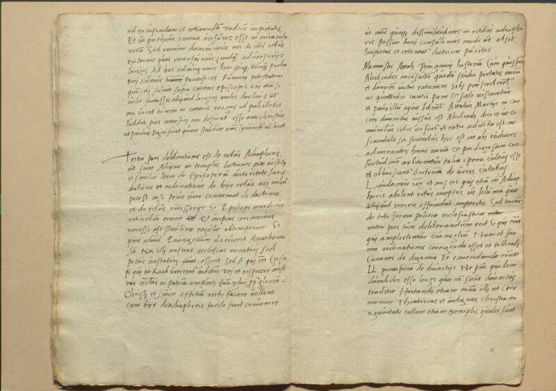 Von etlichen protestantischen Theologen am 10. März 1540 auf Verlangen in Schmalkalden gestelltes Bedenken, in welchen Stücken bei dem bevorstehenden Gespräch und Versuch einer Vereinigung in der Lehre der Augsburgischen Konfession nachzugeben sei. Unterschrieben haben dieses Bedenken von Sachsen Justus Jonas D., Johann Bugenhagen D., Caspar Kreuzinger D. und Philipp Melanchthon; von Hessen Antonius Corvinus, Johann Rimaus, Balthasar Caidus; von Herzog Heinrich von Sachsen Nikolaus Scheubel; von Magdeburg Nikolaus Amsdorf; von Nassau Erasmus Sartorius; von Straßburg Martin Bucerius; von Bremen Johann Amsterdamus. Württemberg, Anhalt, Hamburg, Braunschweig, Goslar, Ulm, Esslingen, Hall, Heilbronn und Memmingen haben ihre Bedenken schriftlich überschickt. Schreiben von den Nürnberger Theologen an Luther, Jonas, Bugenhagen und Melanchthon mit Versicherung der Übereinstimmung ihrer Lehren mit jener und ihrer Beharrung darauf nebst einem Schreiben von Luther u.a. mit Mitteilung ihrer Meinungen über das bevorstehende Gespräch.