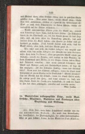 Auserlesene pädagogische Sätze, sowie Aussprüche, Maximen, Ansichten und Sentenzen über Erziehung und Bildung : (Fortsetzung)