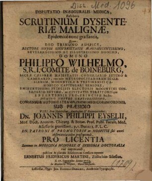 Disputatio Inauguralis Medica, Exhibens Scrutinium Dysenteriae Malignae, Epidemice nunc grassantis