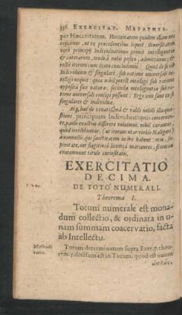 Exercitatio Decima. De Toto Numerali.