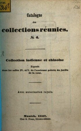Catalogue des collections réunies, 4