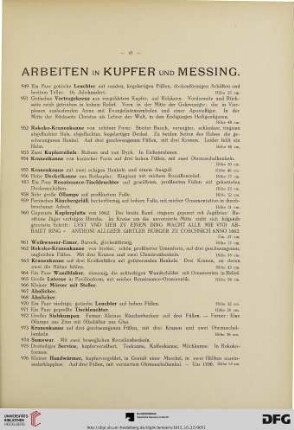 Arbeiten in Kupfer und Messing (Nr. 949-984)