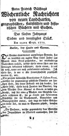 Sieben und dreyßigstes Stück