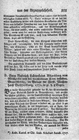Abhandlung vom Milchzucker und den verschiedenen Arten desselben.