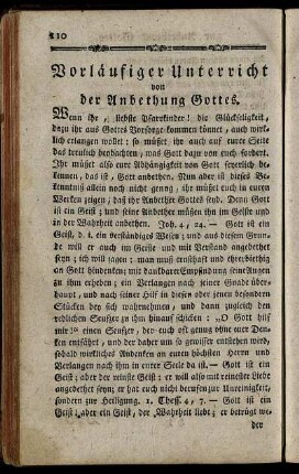 Vorläufiger Unterricht von der Anbethung Gottes.