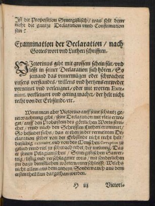 Examination der Declaration/ nach Gottes wort und Lutheri schrifften.