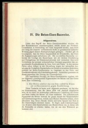 IV. Die Beton-Eisen-Bauweise.