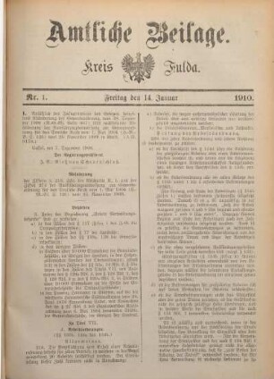 1: Beilage vom Freitag, 14. Januar 1910