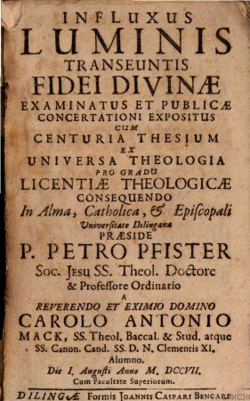 Influxus Luminis Transeuntis Fidei Divinae