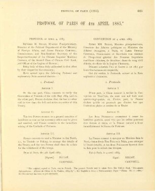 Protocol of Paris of 4th april 1885