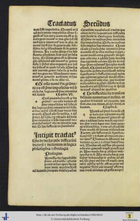 Tractatus secundus de declaratione difficilium dictorum et dictionum in logica philosophia et theologia.