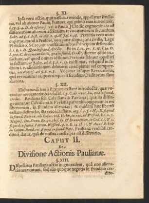 Caput II. De Divisione Actionis Paulianae.