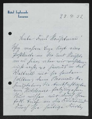 Brief von Hedwig Fischer, Gottfried Bermann Fischer und Brigitte Bermann Fischer an Margarete Hauptmann