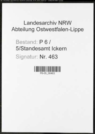 Sterberegister Standesamt Castrop-Rauxel Ickern (V)