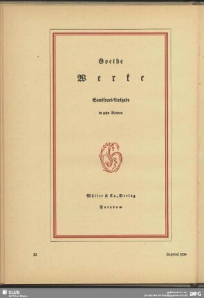 Buchtitel "Goethe Werke Sanssouci-Ausgabe"