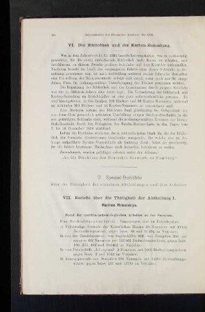 VI. Die Bibliothek und die Karten-Sammlung.