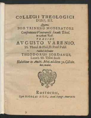 3: Collegii Theologici Disputatio ...