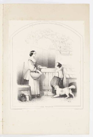 Frau und Mädchen mit Hund, Blatt 12 der Folge "Auswahl großer Skizzen und Landschaften"