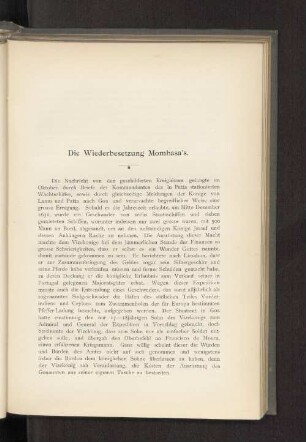 Die Wiederbesetzung Mombasa's.