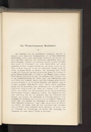 Die Wiederbesetzung Mombasa's.