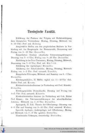 Theologische Facultät.