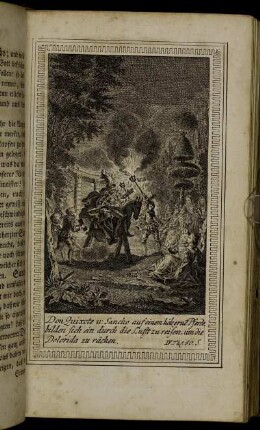 Don Quixote u: Sancho auf einem hölzerne Pferde, [...].
