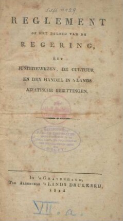 Reglement op het beleid van de regering, het justitiewezen, de cultuur en den handel in 's lands Aziatische bezittingen
