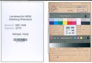 Entnazifizierung Horst Hempel , geb. 12.02.1912 (Tonmeister)