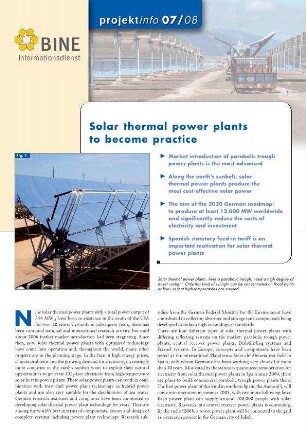 Solar thermal power plants to become practice.