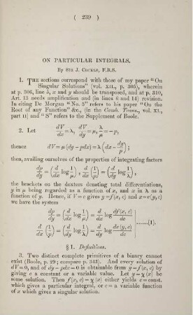 On particular integrals.