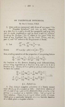 On particular integrals.