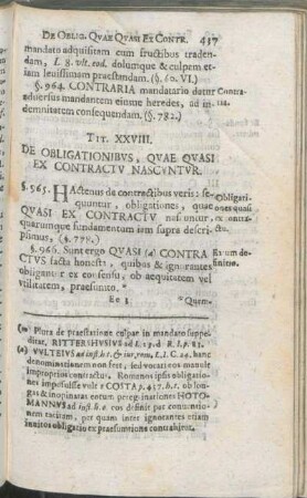 Tit. XXVIII. De Obligationibvs, Qvae Qvasi Ex Contractv Nascvntvr.