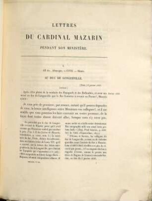 Lettres du Cardinal Mazarin pendant son ministère, 3. Janvier 1648 - Décembre 1650
