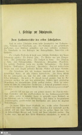 1. Beiträge zur Schulpraxis
