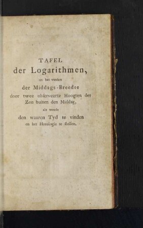 Tafel der Logarithmen, ...