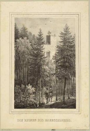Die Ruinen der Burg (Raubschloss) auf dem Berg Oybin im Zittauer Gebirge, aus: "Der Oybin mit zwölf malerischen Ansichten ..." von Sommer und Arldt