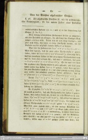 Von der Division algebraischer Größen