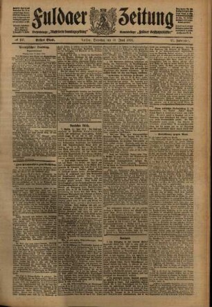 Erste Ausgabe vom Samstag, den 11. Juni 1910.
