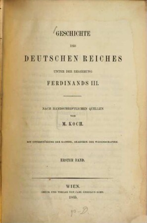 Geschichte des Deutschen Reiches unter der Regierung Ferdinands III.. 1
