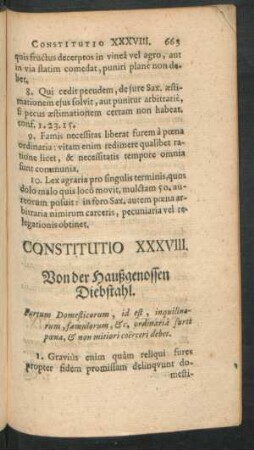 Constitutio XXXVIII. Von der Haußgenossen Diebstahl