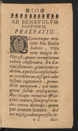 Ad Benevolum Lectorem, Praefatio.