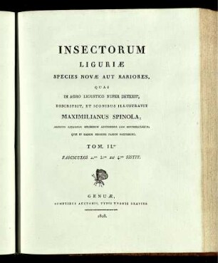 T. 2 = Fasc. 2/4: Insectorum Liguriæ species novæ aut rariores, quas in agro Ligustico nuper detexit. T. 2 = Fasc. 2/4