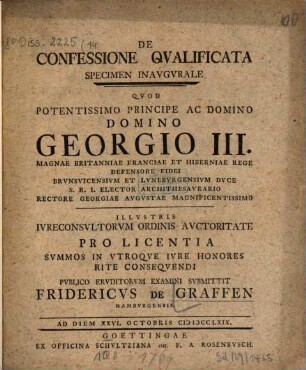 De confessione qualificata specimen inaugurale