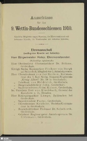 Ausschüsse für das 9. Wettin-Bundesschiessen 1910