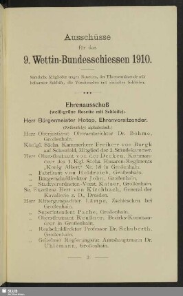 Ausschüsse für das 9. Wettin-Bundesschiessen 1910
