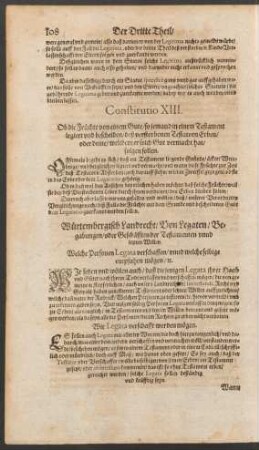 Würtembergisch Landrecht/ Von Legaten/ Begabungen/ oder Geschäfften der Testamenten unnd letzten Willen.