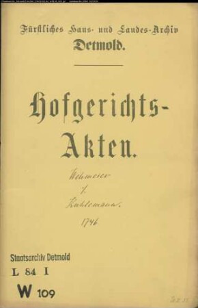 Wehmeyer, Frau zu Hölsen gegen Kuhlemann zu Hörstmar - Erbschaft