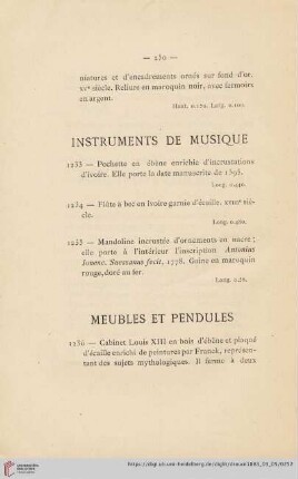 Meubles et Pendules (Nr. 1236 - 1247)