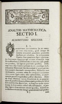Analysis Mathematica. Sectio I. - IV.